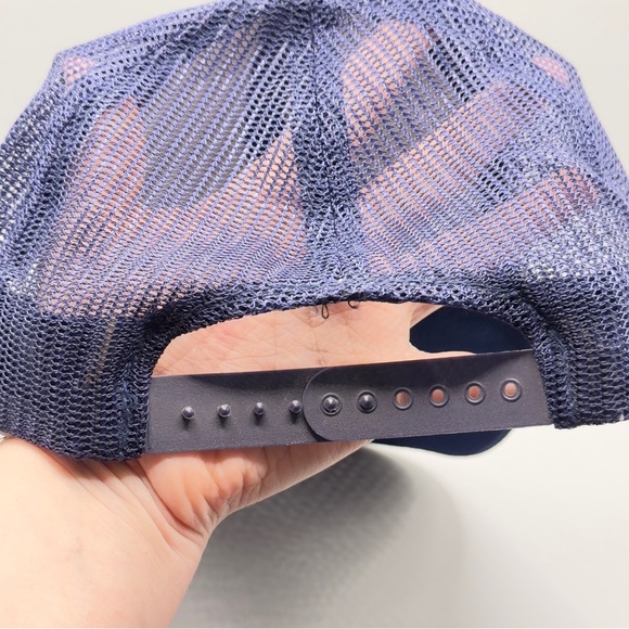 Vintage Blue Captain Hat Snapback Trucker Cap Nautical Boating Pilot Embroidered - Picture 7 of 7